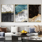 Marble Texture Modern Abstract Stretched Framed Artwork 3 Piece Canvas Art for Room Garnish