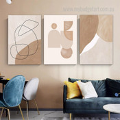 Geometric Design Boho Abstract Minimalist Line Art Stretched Framed Artwork 3 Piece Canvas Art for Room Wall Adornment