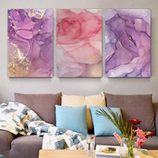 Chromatic Patches Abstract 3 Multi Panel Modern Artwork Set Photograph Canvas Print for Room Wall Drape