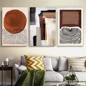 Circumlocutory Lines Rectangles Abstract Geometrical 3 Panel Set Scandinavian Painting Photograph Canvas Print Home Wall Adornment