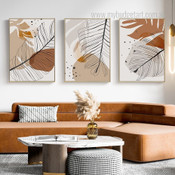 Foliage Boho Abstract Botanical Minimalist Stretched Framed Artwork 3 Piece Canvas Prints for Room Wall Ornament