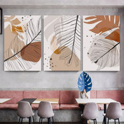 Foliage Boho Abstract Botanical Minimalist Stretched Framed Artwork 3 Piece Multi Panel Wall Art for Room Wall Garniture
