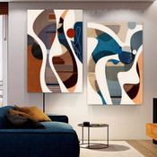 Mackle Strias Circles Abstract Modern Geometric 2 Piece Photograph Set Canvas Print for Room Wall Artwork Getup