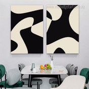 Black Blemishes Circle Modern Geometric 2 Multi Panel Wall Hanging Set Artwork Image Abstract Canvas Print for Room Assortment