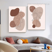 Random Leaves Boho Abstract Minimalist Stretched Framed Artwork 2 Piece Wall Art for Room Wall Spruce