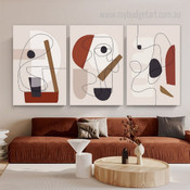 Abstract Line Pattern Modern Stretched Framed Artwork 3 Piece Wall Art for Room Wall Decoration