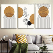 Curved Lines Boho Abstract Minimalist Stretched Framed Artwork 3 Panel Canvas Wall Art for Room Wall Garniture