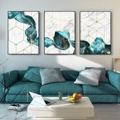 Abstract Waves Modern Stretched Framed Artwork 2 Panel Wall Art for Room Wall Decoration