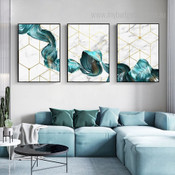 Abstract Waves Modern Stretched Framed Artwork 2 Piece Canvas Art for Room Wall Spruce