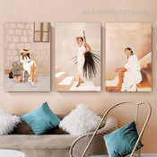 Fashionable Lassie Scandinavian Figure 3 Multi Piece Wall Art Set Abstract Photograph Canvas Print for Room Garniture