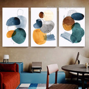 Calico Specks Rounds Minimalist 3 Multi Panel Wall Hanging Set Artwork Image Abstract Modern Canvas Print Sets for Room Outfit