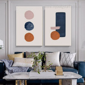 Chromatic Circles Abstract Scandinavian 2 Multi Panel Geometric Painting Set Photograph Canvas Print for Room Wall Drape