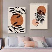 Foliage Orbs Leaves Minimalist Geometric Photograph Scandinavian 2 Piece Set Canvas Print for Room Wall Art Assortment