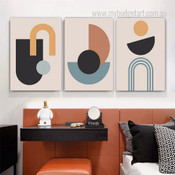 Geometric Shapes Design Modern Abstract Stretched Framed Artwork 3 Panel Canvas Prints for Room Wall Finery