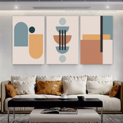 Geometric Design Art Minimal Abstract Modern Stretched Framed Artwork 3 Panel Canvas Prints for Room Wall Onlay