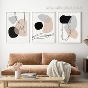 Abstract Geometric Art Minimalist Stretched Framed Artwork 3 Piece Sets for Room Wall Finery