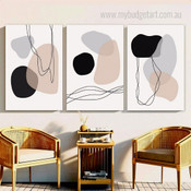 Abstract Geometric Art Minimalist Stretched Framed Artwork 3 Panel Canvas for Room Wall Decor