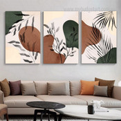 Varicolored Tarnish Leaves Modern Abstract Photograph Botanical 3 Piece Set Canvas Print Art for Room Flourish