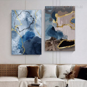 Stains Marble Abstract Pattern 2 Piece Set Modern Painting Picture Canvas Print for Room Wall Arrangement