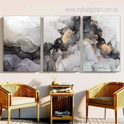 Resin Texture Abstract Marble Modern Stretched Framed Artwork 3 Panel Canvas Art for Room Wall Decor