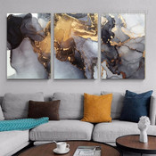 Textured Marble Abstract Modern Stretched Framed Artwork 3 Piece Multi Panel Canvas Art for Room Wall Finery