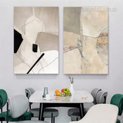 Geometric Design Abstract Modern Stretched Framed Artwork 2 Piece Wall Art or Room Wall Adorn