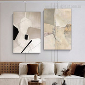 Geometric Design Abstract Modern Stretched Framed Artwork 2 Panel Canvas for Room Wall Spruce