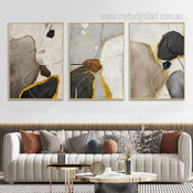 Marble Blocks Modern Abstract Stretched Framed Artwork 3 Piece Multi Panel Canvas Art or Room Wall Adorn