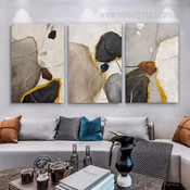 Marble Blocks Modern Abstract Stretched Framed Artwork 3 Panel Canvas Prints for Room Wall Decor
