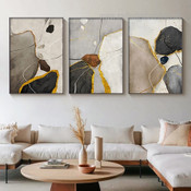 Marble Blocks Modern Abstract Stretched Framed Artwork 3 Piece Wall Art for Room Wall Garnish