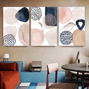 Jot Orbs Rounds Geometric 3 Multi Panel Wall Hanging Set Artwork Image Abstract Watercolor Canvas Print Sets for Room Outfit