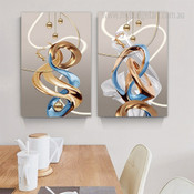 Flowing Ribbon Abstract Nordic Stretched Framed Artwork 2 Piece Wall Art for Room Wall Ornament