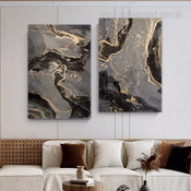 Gold Glitter Design Abstract Contemporary Stretched Framed Artwork 2 Piece Wall Art for Room Wall Onlay