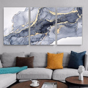 Fluid Effect Marble Abstract Nordic Stretched Framed Artwork 3 Piece Canvas Prints for Room Wall Adornment