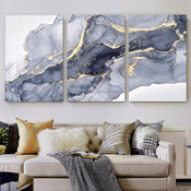 Fluid Effect Marble Abstract Nordic Stretched Framed Artwork 3 Piece Wall Art for Room Wall Garniture