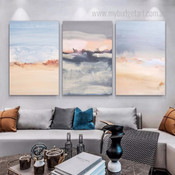 Abstract Seascape Modern Landscape Stretched Framed Artwork 3 Piece Canvas Prints for Room Wall Decor