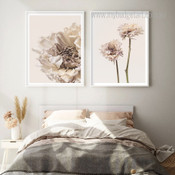 Dried Flowers Botanical Modern Floral Art Prints Stretched Framed Artwork 2 Piece Canvas Art for Room Wall Finery