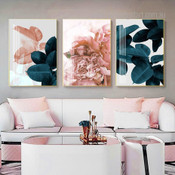 Pink Peony Flowers Botanical Modern Floral Art Stretched Framed Artwork 3 Piece Canvas Art for Room Wall Ornament