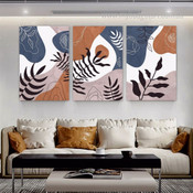 Sable Foliage Leaves Botanical 3 Multi Panel Painting Set Scandinavian Abstract Photograph Canvas Print for Home Wall Onlay