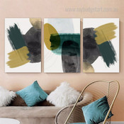 Mackle Brush Effect Modern Photograph Abstract Minimalist 3 Piece Set Canvas Print for Room Wall Art Embellishment
