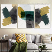 Mackle Brush Effect Abstract Modern Minimalist 3 Multi Panel Artwork Set Photograph Canvas Print for Room Wall Ornamentation