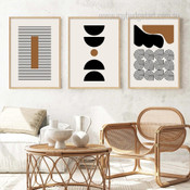 Roundly Alignments Spots Geometric Modern Photograph Abstract 3 Piece Canvas Print Set for Room Wall Art Decoration