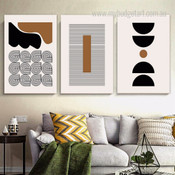 Roundly Alignments Lines Abstract Geometrical Photograph Modern 3 Panel Set Canvas Print for Room Wall Artwork Trimming