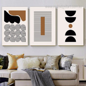 Roundly Alignments Circles Modern 3 Multi Panel Geometrical Painting Set Photograph Abstract Canvas Print for Room Wall Garnish