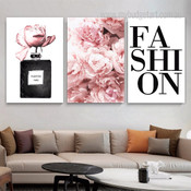Parfum Paris Fashion Modern Stretched Framed Artwork 3 Piece Canvas Prints for Room Wall Décor