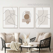 Continuous Line Art Minimalist Abstract Stretched Framed Artwork 3 Panel Wall Art for Room Wall Adorn