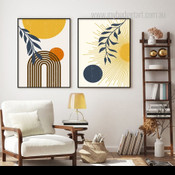 Sol Rays Sun Nature Geometric Set Picture 2 Multi Panel Modern Canvas Print Artwork Set for Wall Hanging Moulding