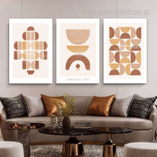 Mezzo Scansions Abstract Modern Photograph Geometric 3 Piece Set Canvas Print Art for Room Wall Arrangement