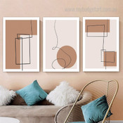 Horizontal Rectangle Circle Abstract Photograph Scandinavian 3 Piece Wall Set Geometrical Canvas Print Art for Room Getup