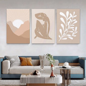 White Foliage Leaves Abstract Botanical 3 Multi Panel Scandinavian Painting Set Photograph Canvas Print for Room Wall Equipment